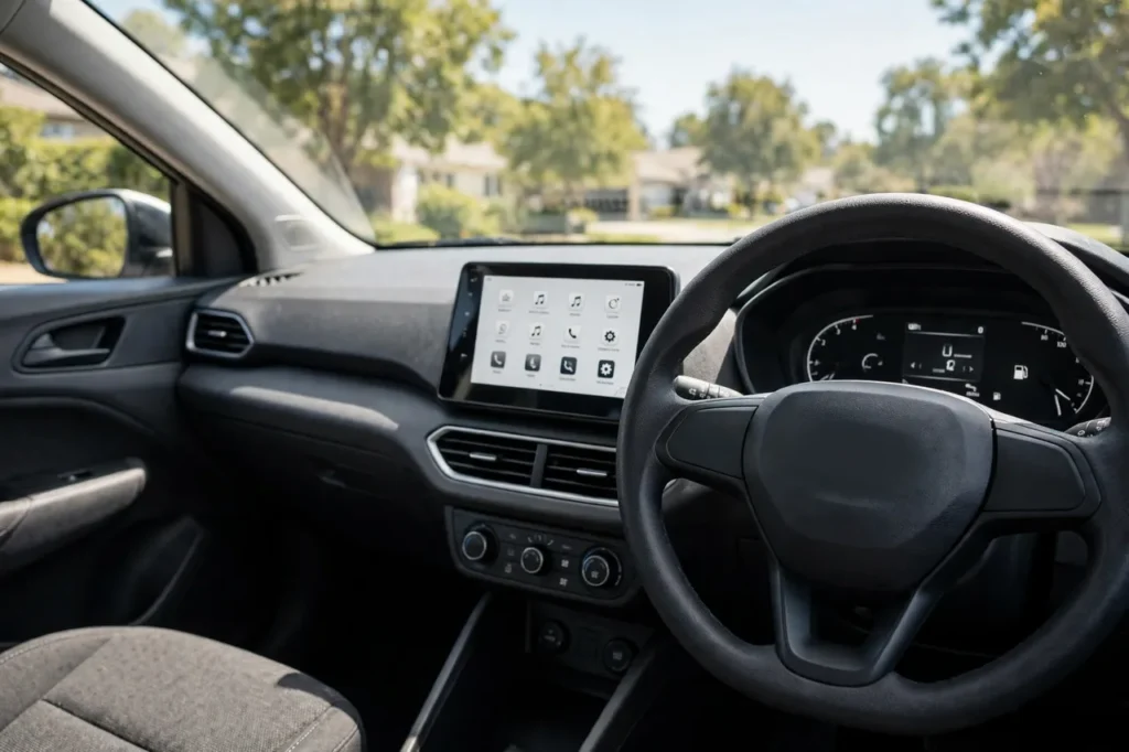 Interior of an affordable new sedan