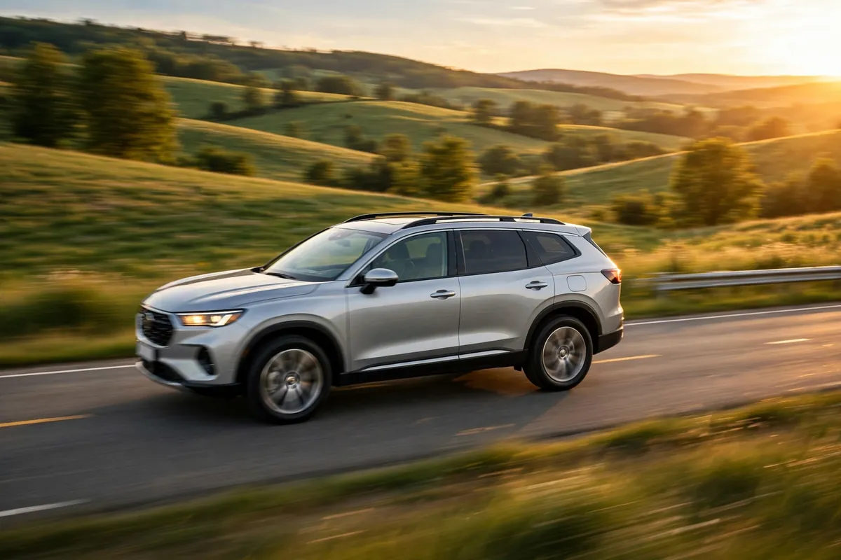 2027 Kia Sorento Hybrid driving on an open highway
